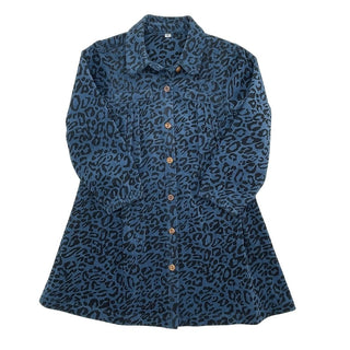 Best Frendz Blue Leopard Shirt Dress