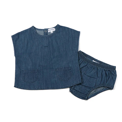 Bopop Denim Scallop Boy Set