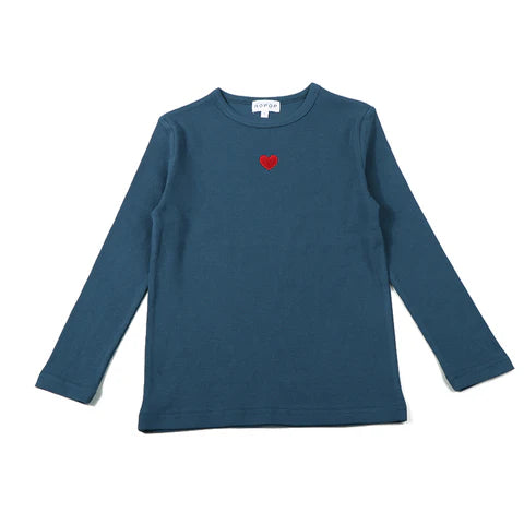 Bopop LS Denim Scallop Embroidered Tee