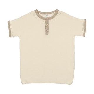 Coco Blanc Cream Crew Sweater with Buttons