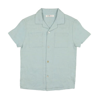 Coco Blanc Blue Button Down Linen Shirt