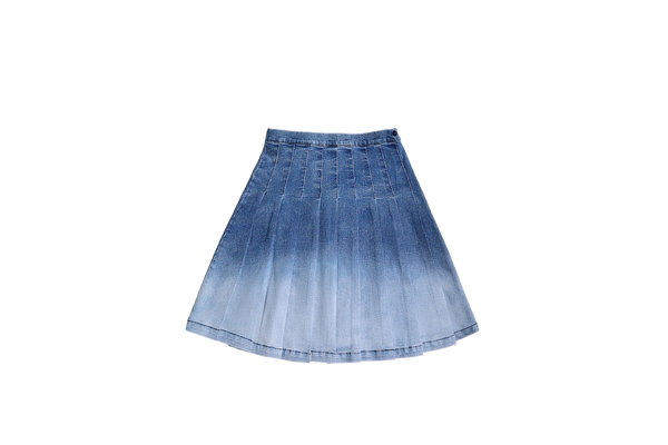 Crew Kids Blue Denim Ombre Pleated Skirt