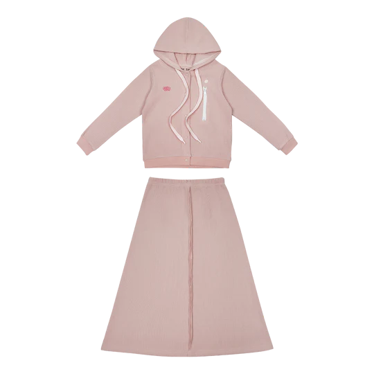 Crew Kids Pink Waffle Zip 2PC Maxi Set