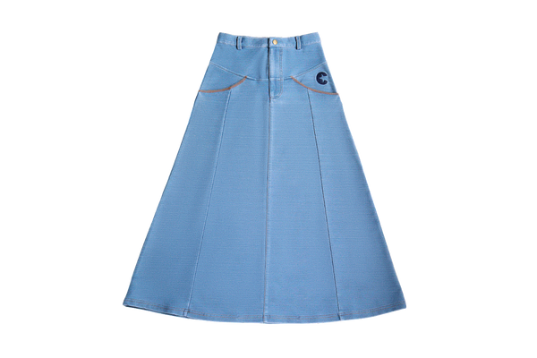 Crew Kids Light Blue Denim Stitched Maxi Skirt