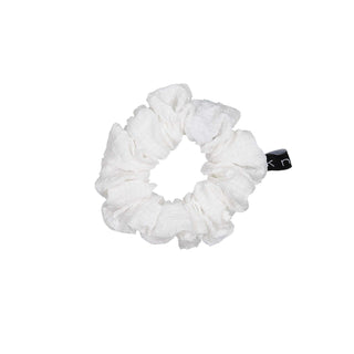 Knot Seersucker Petite Scrunchie in White
