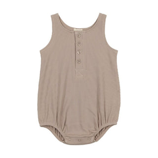 Lil Legs Henley Romper in Taupe