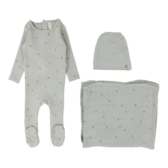 Lilette Scattered Cherry Layette Set Mint Base