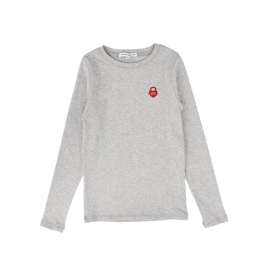 Little Parni Long Sleeve Heart Logo Tshirt in Grey