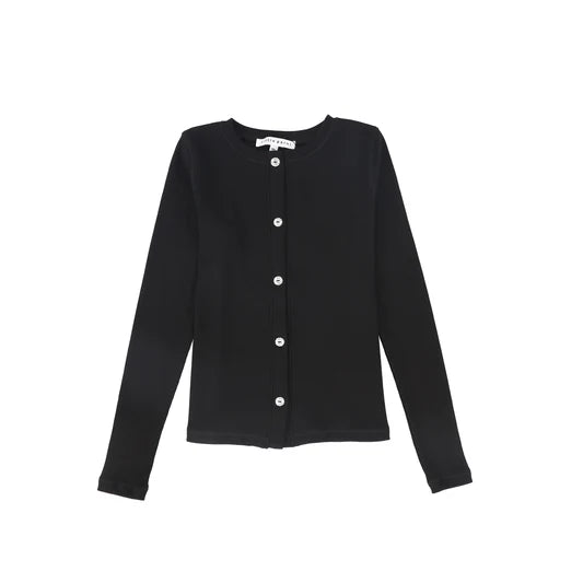Little Parni Black Rhinestone Cardigan