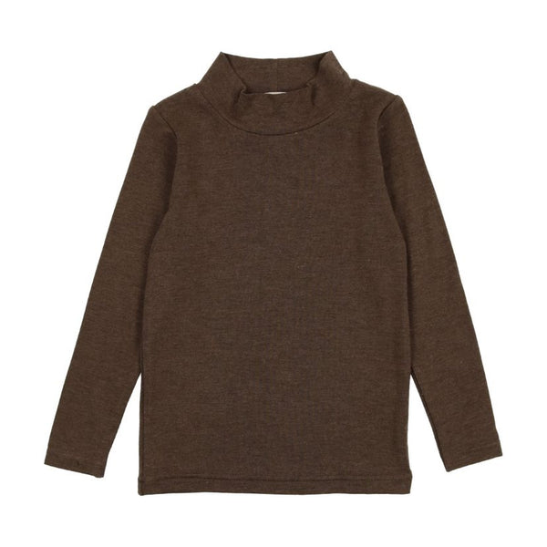 Lil Legs Heather Brown Bamboo Mock Neck