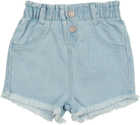 Analogie Paperbag Shorts in Light Wash
