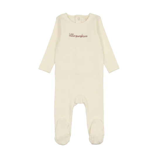 Lilette Cotton Word Footie In Milk/Pink
