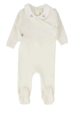 Lilette Knit Wrap Sleeveless Footie Set In Cream