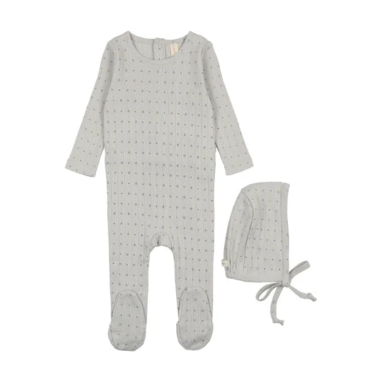 Lilette Linear Printed Footie Set In Light Blue