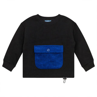 Pompomme Black/Blue Front Pocket Sweatshirt