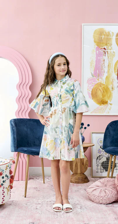 Porter Pastel Floral Button Down Dress