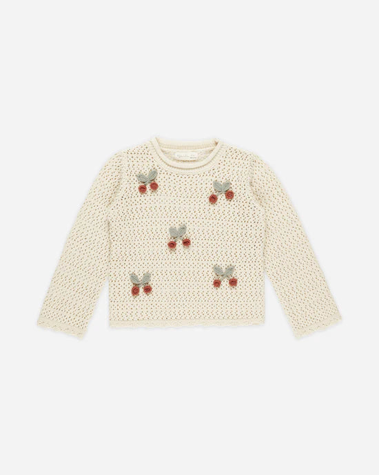 Rylee & Cru Cherries Crochet Knit Pullover