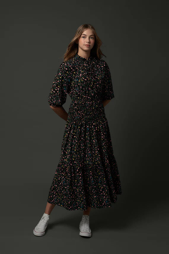 Zaikamoya Stella Dress Small Flowers on Black