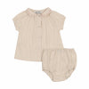 Kin Kin Girls peter pan collar shirt + bloomer set in Natural