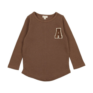 Lil Legs Ribbed Applique Tee in Camel