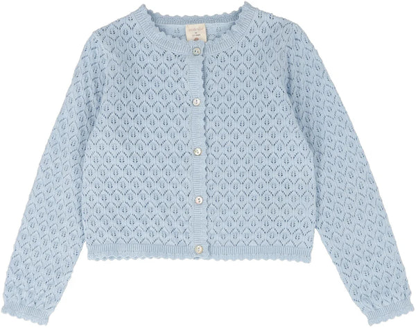 Analogie Knit Pointelle Cardigan  in Light Blue