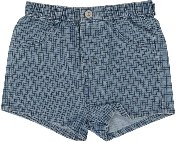 Analogie Checked Shorts In Checked Denim