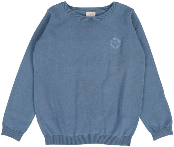 Analogie Boys Long Sleeve Crewneck Sweater in Bright Blue