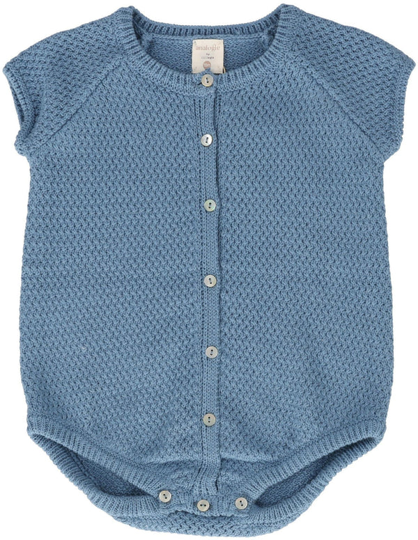 Analogie Knit Boys Romper in Bright Blue