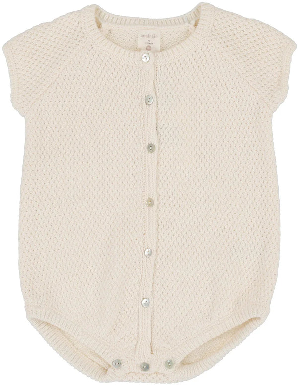 Analogie Knit Boys Romper in Natural Ivory