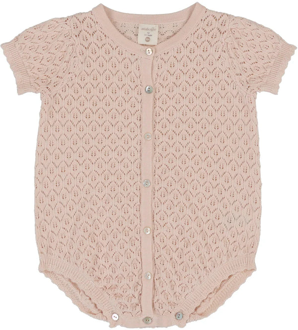 Analogie Knit Girls Romper in Pearl Pink