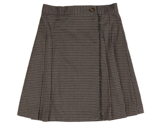 Belati Taupe Raw Edge Wrap Pleated Skirt