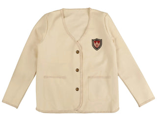 Belati Jersey Cream Emblem Collarless Jacket