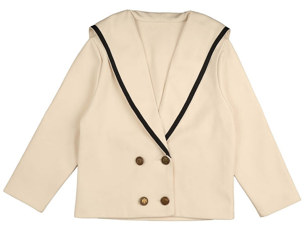 Belati Cream Sailor Collar Scuba Jersey Jacket