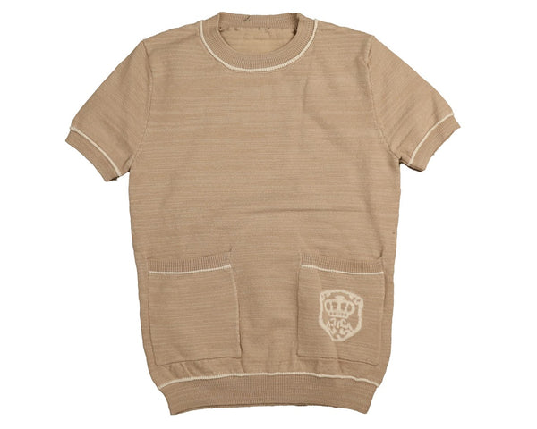 Belati Beige Emblem Contrast Knit