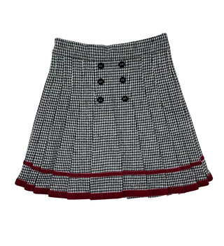 Best Frendz Velvet Trim Houndstooth Skirt