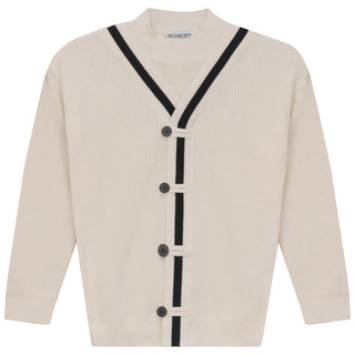 Blumint Cream/Black Contrast Trim Cardigan Mockneck
