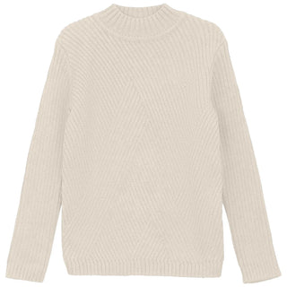 MANN Diagonal Cream Knit Mock Neck
