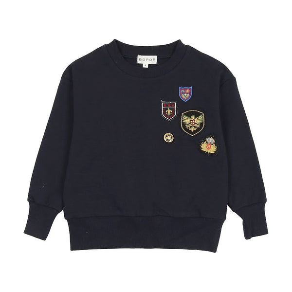 Bopop Navy Boy Badge Sweatshirt