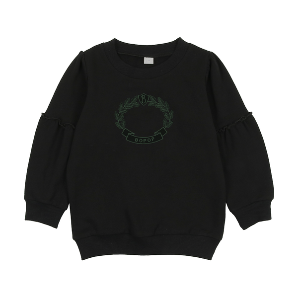 Bopop Black Embroidered Girls Sweatshirt