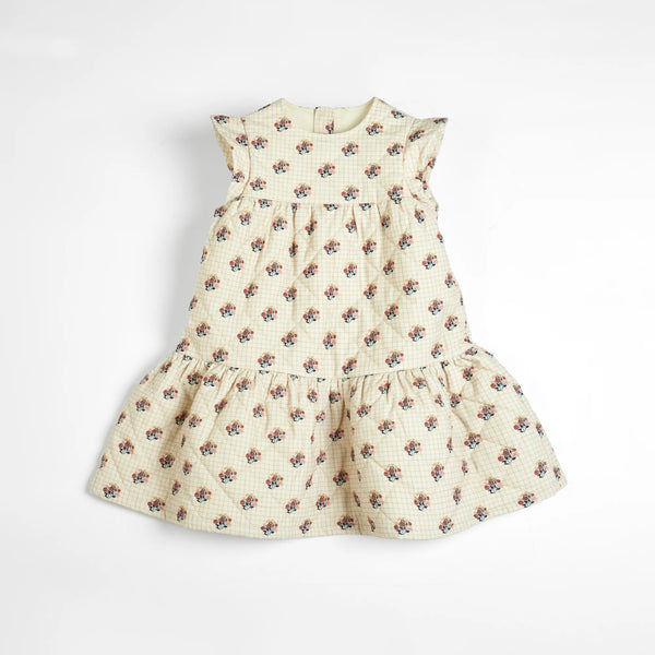 C'era una Volta Ambra Dress Cream Check Flower