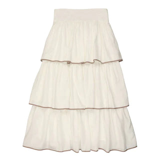 Coco Blanc Ivory/Taupe Trim Ruffle Skirt