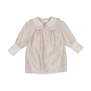 Coco Blanc Champagne Ruffle Collared Blouse