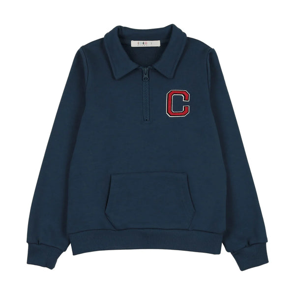 Coco Blanc Blue Zipper Sweatshirt