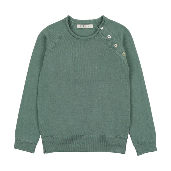 Coco Blanc Sage Crew Button Sweater