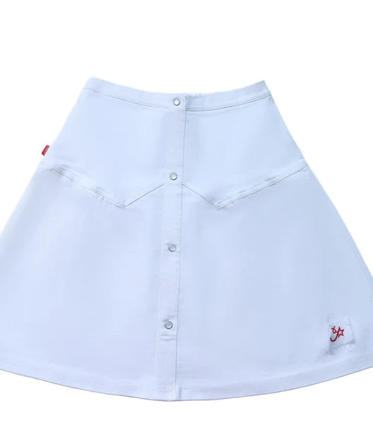 Crew Kids White Denim Patch Skirt