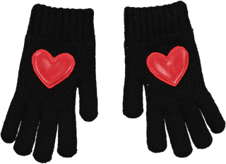 Dacee Black Gloves with Red Leather Heart
