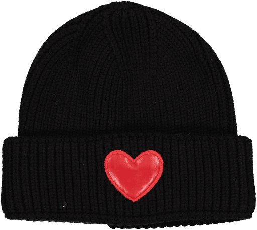 Dacee Black Hat with Red Leather Heart