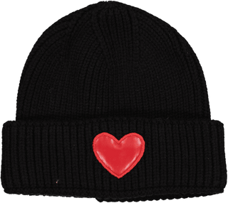 Dacee Black Hat with Red Leather Heart