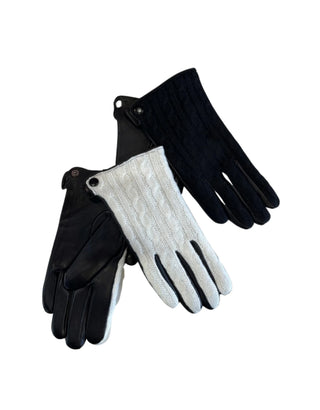 Dacee Black with Black Cable Knit & Leather Gloves