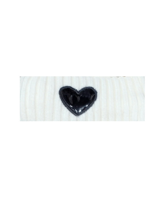 Dacee Ivory Earwarmer with Black Leather Heart